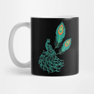 Turquoise peacock tattoo (print on front and back) Mug